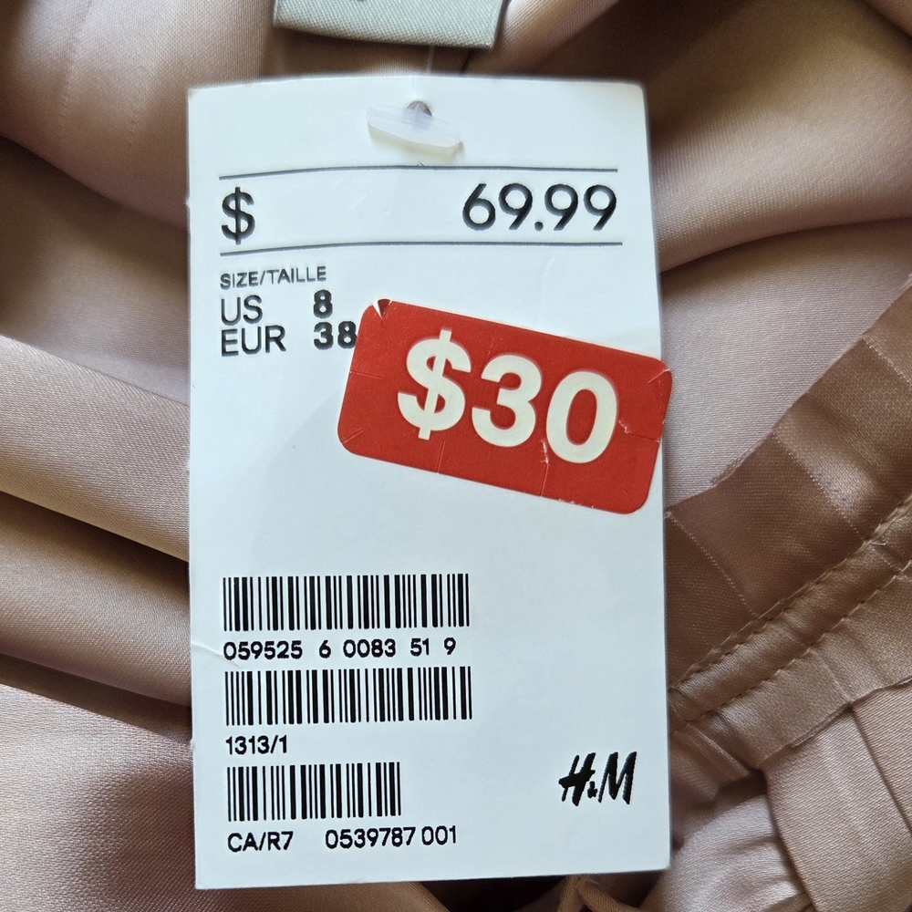 H&M Sleeveless Midi Dress With Ties And Shoulder Detail  In Light Pink Size 8 - Picture 6 of 8